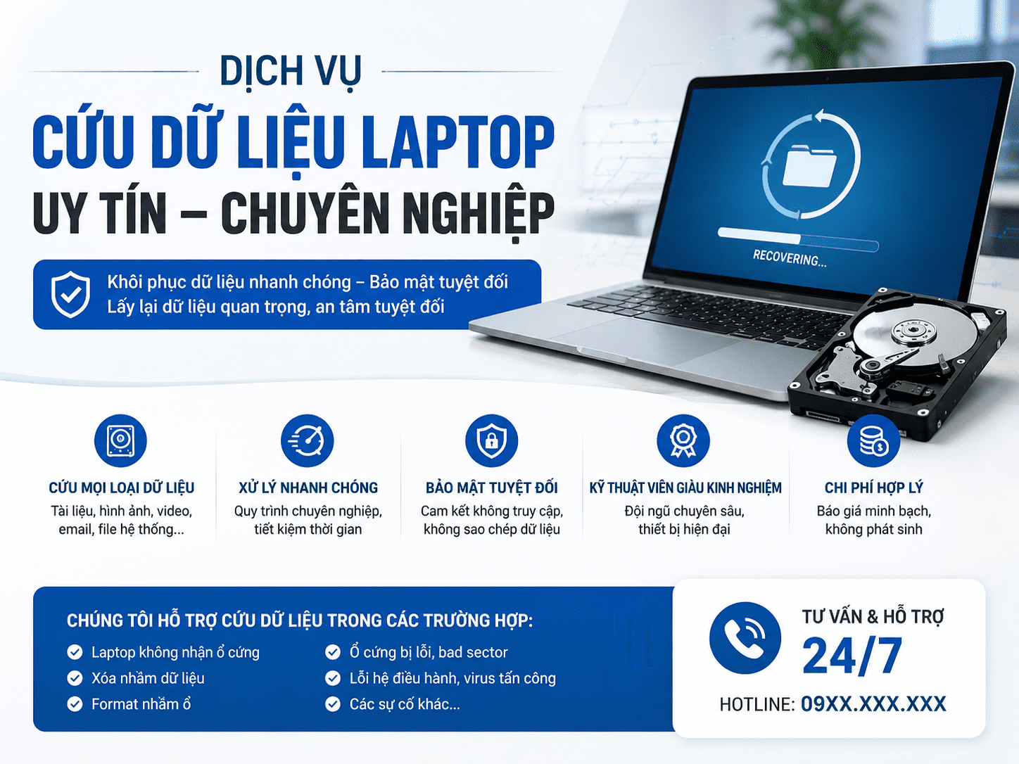 Dịch vụ cứu dữ liệu laptop uy tín